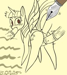 alicorn book cutie_mark drawing equine erection feathers female feral friendship_is_magic hair horn magic mammal my_little_pony nekubi paper penis simple_background solo twilight_sparkle_(mlp) wings