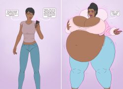 1girls before_and_after big_ass big_breasts bimbo bimbofication breast_expansion clothing_transformation dark-skinned_female glasses huge_breasts large_ass large_breasts milf milfification pregnant ready_to_pop saturnxart thick_thighs transformation