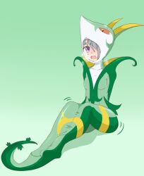 bodysuit furry fursuit game_freak green_theme latex_bodysuit latex_clothing nintendo pokémon_(species) pokemon pokemon_(cosplay) pokemon_focus pokephilia rubber serperior_(cosplay) tight_clothing vore