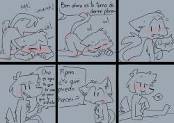 2boys acenix anal animal_genitalia animal_penis anus artist_request canid canine canine_penis cat_ears cat_tail comic duo feline fingers_in_ass fur furry gay grey_background los_compas male mcyt mikecrack open_mouth penis spanish_text tagme tail text youtube youtube_hispanic youtuber