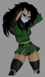 bottomless cheshire clothed dc dc_comics jade_nguyen mask masked no_panties something_unlimited sunsetriders7 young_justice