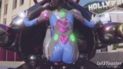 3d animated asian asian_female ass ass_focus d.va embarrassed_nude_female funny gif lvl3toaster overwatch play_of_the_game pubic_hair pussy