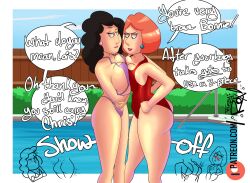 big_ass big_breasts big_butt bonnie_swanson family_guy fizzyrox_(artist) hate_sex in_your_face lois_griffin pool pushing_breasts_together symmetrical_docking text text_bubble