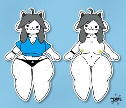 anthro areola big_breasts breasts clothed clothing dimsun female freckles fur furry furry_only genitals model_sheet nub_feet nude pussy short_stack shortstack solo temmie_(undertale) thick_thighs thigh_gap undertale undertale_(series) video_games wide_hips yellow_areola yellow_pussy