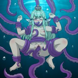 anal_sex animefanftw blush breasts crown earring finana_ryugu green_hair nijisanji nijisanji_en nipple_play octopus_tentacle oral_penetration playing_with_nipple purple_eyes tentacle tentacle_sex vaginal_penetration virtual_youtuber