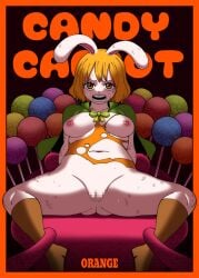 blonde blonde_female blonde_hair bondage boots bruised bunny_ears bunny_girl candy candy_bondage carrot_(one_piece) charlotte_perospero defeated defeated_heroine doujin_cover doujinshi_cover exposed exposed_breasts exposed_pussy female female_only furry furry_female lollipop one_piece orange2222 pink_nipples rabbit_humanoid rape ripped_clothes ripped_clothing tied_legs