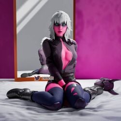 1girls 3d blender female fortnite fortnite:_battle_royale harlowe_(fortnite) looking_at_viewer nude_female pink_skin white_hair zaidcos