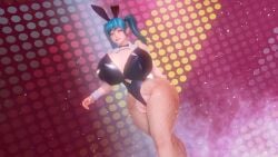 3d animated big_breasts blue_hair bouncing_breasts bowtie bunny_ears bunny_girl bunnysuit cuff_links fishnets huge_breasts hyper_breasts jiggling_breasts large_breasts long_hair milkies smile tagme twintails video walking wide_hips