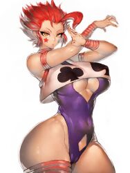 1girls big_breasts bimbo breasts cameltoe clown cowboy_shot curvy female female_only fumio_(rsqkr) genderbend genderswap_(mtf) hanging_breasts hisoka_morow human hunter hunter_x_hunter large_breasts looking_at_viewer phantom_troupe red_hair rule_63 shounen_jump thick_thighs villainess voluptuous wide_hips