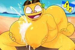 awesome_face big_breasts cum cum_on_breasts emoji emoji_(race) paizuri sex srrealleaf tagme