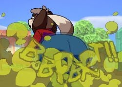 animal_crossing anthro big_ass butt clothed clothing commission_art digby_(animal_crossing) digital_drawing_(artwork) digital_media_(artwork) dog fart fart_fetish farting floppy_ears funkman98 furry male nintendo shih_tzu tail