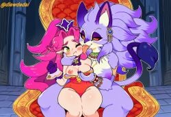 2girls ai_assisted ai_generated angela_(seiken_densetsu_3) angela_(trials_of_mana) belladonna_(trials_of_mana) dlewdedai groping heroine_in_trouble trials_of_mana yuri