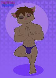 1boy anthro fastfooddemon_(artist) fur furry furry_only kennen league_of_legends male male_only meditation riot_games scar solo solo_male sweat yoga yordle