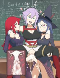 2futas 3girls ahe_gao chariot_du_nord croix_meridies cum cum_in_pussy cumming double_penetration double_vaginal futa_on_female futanari little_witch_academia oksandio penetration precum rolling_eyes sex shiny_chariot standing_sex tagme tongue_out ursula_callistis vaginal_penetration x-ray