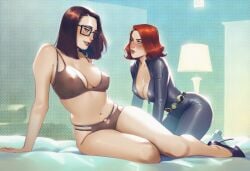 2girls ai_generated avengers big_ass big_breasts black_widow_(marvel) breasts chest curvaceous curvy curvy_figure darcy_lewis digital_media_(artwork) female hips hourglass_figure huge_ass huge_breasts large_ass large_breasts legs light-skinned_female light_skin marvel marvel_cinematic_universe marvel_comics mature mature_female natasha_romanoff phophopho red_hair s.h.i.e.l.d. scarlet_witch_(series) slim_waist thick thick_hips thick_legs thick_thighs thighs thor_(series) voluptuous waist wandavision wide_hips