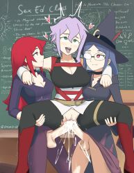 2futas 3girls ahe_gao chariot_du_nord croix_meridies cum cum_in_pussy cumming double_penetration double_vaginal futa_on_female futanari little_witch_academia oksandio penetration precum rolling_eyes sex shiny_chariot standing_sex tagme tongue_out ursula_callistis vaginal_penetration