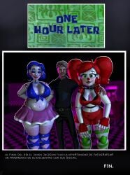 3d_(artwork) ballora_(fnafsl) big_ass blowjob blue_hair boobs circus_baby_(fnaf) comic fnaf fnafsl red_hair render summer_baby summer_ballora