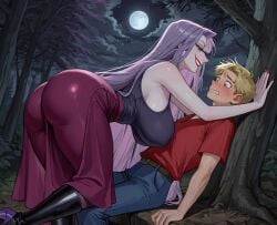 ai_generated arthur_pendragon big_breasts breasts disney disney_villains madam_mim older_female_and_younger_male seducing seductive the_sword_in_the_stone