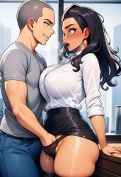 ai_generated big_breasts fingering_pussy nonconsensual office_lady original_character original_characters rubbing_pussy tanned_female tanned_skin wet_panties wet_pussy