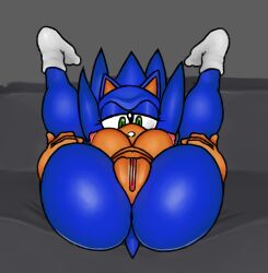 1girls ass blue_fur breasts bubble_ass couch female_only green_eyes huge_breasts humanoid pussy redalarm rule_63 self_upload socks solo sonic_(series) sonic_the_hedgehog sonic_the_hedgehog_(series) sonique_the_hedgehog spread_legs