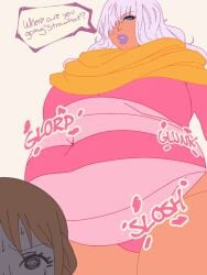 animated belly_noises big_belly charlotte_smoothie female female_only full_lips gif hair_over_one_eye heavy_breathing implied_vore kafekafei nami one_piece scared stuffed_belly tagme thick_thighs vore weight_gain