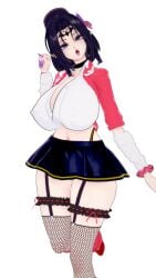 black_hair blue_eyes breasts digimon gyaru koikatsu lilithmon tits
