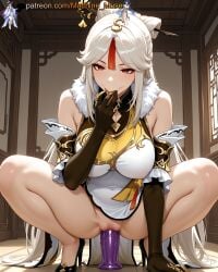 1girl 1girls :>= adult adult_female ai_generated bare_shoulders big_breasts big_dildo blowjob_face boobs breasts bust busty busty_female busty_girl chinese chinese_clothes chinese_female clothes clothing detached_sleeves dildo dildo_in_mouth dildo_in_pussy dildo_insertion dildo_penetration dildo_riding dress elbow_gloves female genshin_impact girl gloves grey_hair hair_ornament hair_pin hoyoverse insertion large_breasts liyue_girls machine_muse mature mature_body mature_female mihoyo ningguang_(genshin_impact) object_insertion oral_insertion pelvic_curtain platinum_blonde_hair pussy red_hair riding_dildo sex_toy sex_toy_in_pussy sex_toy_insertion sex_toy_penetration sexy sexy_body sleeveless sleeves solo squatting streaked_hair sucking sucking_dildo tits uncensored vagina watermark white_hair
