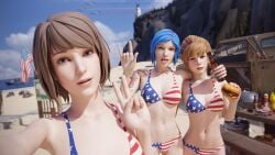 2026 3d 3girls 4th_of_july alcohol american_flag_bikini arm_tattoo beer beer_bottle bikini bikini_only blue_hair breasts brown_hair burger chloe_price dyed_hair female female_only front_view green_eyes holding_bottle holding_burger holding_object kate_beverly_marsh kate_marsh koomer life_is_strange lipstick long_hair looking_at_viewer max_caulfield maxine_caulfield medium_breasts medium_hair navel outdoors selfie shot_hair standing sticking_out_tongue sticking_tongue_out strawberry_blonde_hair tied_hair