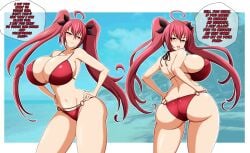 1girls alternate_breast_size ass beach bikini blush breasts date_a_live female hand_on_hips itsuka_kotori kmkz-art large_breasts long_hair looking_at_viewer looking_back multi-strapped_bikini_bottom multiple_views navel o-ring o-ring_bikini o-ring_bikini_bottom open_mouth pose red_bikini red_eyes red_hair sideboob smile solo swimsuit twintails very_long_hair white_border