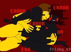 1boy 1boy1girl 1girls 2d 2d_(artwork) areola areolae artist_name balls ballsack black_body breasts brown_hair chara english_text erect erect_penis erection errortale female frisk frisky_69 glitch glitching glitchtale hetero hetero_sex holding holding_partner male male/female naked naked_female naked_male nipples nude nude_female nude_male penetration penis red_background red_eyes short_hair simple_background spooning spooning_position straight straight_sex tan_body tan_skin text undertale undertale_au vagina vaginal vaginal_penetration