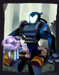 1dickgirl 1futa 2025 clothed futanari handjob helmet hi_res jellyfish_(risk_of_rain) loader_(risk_of_rain) penis penis_out risk_of_rain risk_of_rain_2 riverdyxxx slime sweat tentacles