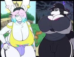 big_breasts breasts bulge busty_boy cleavage furry huge_breasts peanut_butter_(theycallhimcake) penis thefoxydragon thick_thighs wide_hips