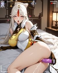 1girl 1girls adult adult_female ahe_gao ahegao ahegao_face ai_generated bare_shoulders battery_indicator bed bedroom big_breasts big_dildo boobs breasts bust busty busty_female busty_girl chinese chinese_clothes chinese_female climax clothes clothing detached_sleeves dildo dildo_in_pussy dildo_insertion dildo_penetration dress elbow_gloves female female_ejaculation female_orgasm genshin_impact girl gloves grey_hair guided_penetration hair_ornament hair_pin hoyoverse indoor indoors large_breasts liyue_girls lying lying_on_side machine_muse mature mature_body mature_female mihoyo ningguang_(genshin_impact) on_bed on_side open_mouth orgasm orgasm_face pelvic_curtain penetration platinum_blonde_hair pussy pussy_ejaculation pussy_juice recording recording_on_camera red_hair rolling_eyes room sex_toy sex_toy_in_pussy sex_toy_insertion sex_toy_penetration sexy sexy_body shaking sleeveless sleeves solo spoon_position spooning squirt squirting streaked_hair tits tongue_out tremble_lines tremble_spikes trembling uncensored vagina vaginal_fluids watermark wet_pussy white_hair