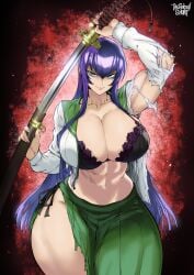 1female 1girl 1girls abs absurd_res absurd_resolution absurdres alternate_body_type artist_name artist_signature biceps black_bra black_panties black_underwear blue_eyes blue_eyes_female bra breasts_bigger_than_head cleavage collarbone confident confident_female confident_smile damaged_clothes enormous_thighs facing_viewer fat_breasts female female_focus female_only gigantic_thighs green_skirt hair_between_eyes high_quality high_resolution highres highschool_of_the_dead holding holding_katana holding_object holding_sheath holding_sword holding_weapon huge_breasts huge_thighs huge_tits katana large_breasts large_thighs large_tits long_hair long_hair_female long_skirt looking_at_viewer massive_breasts massive_thighs massive_tits muscles muscular muscular_arms muscular_female muscular_legs muscular_thighs no_dialogue panties plump plump_breasts plump_lips plump_thighs pose posing posing_for_the_viewer purple_hair purple_hair_female red_background ripped_clothes ripped_clothing ripped_skirt ripping_clothing saeko_busujima school_girl school_uniform schoolgirl schoolgirl_uniform sheathed_weapon skirt smile smile_at_viewer smiling smiling_at_viewer solo solo_female solo_focus standing standing_position staring staring_at_viewer sword teen teen_girl teenage teenage_breasts teenage_female teenage_girl teenage_tits teenager thegoldensmurf thick thick_breasts thick_female thick_lips thick_thighs thighs_bigger_than_head thighs_bigger_than_torso thunder_thighs thunderthighs toned toned_arms toned_belly toned_body toned_female toned_legs toned_stomach torn_clothes torn_clothing torn_skirt underwear uniform unsheathing venus_body visible_panties visible_underwear voluptuous voluptuous_body voluptuous_female voluptuous_teenager watermark weapon wide_hips