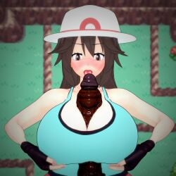 3d bbc big_breasts cock dark-skinned_male koikatsu leaf_(pokemon) massive_breasts pokemon pokemon_rgby titjob tits tongue_out ultimaxrenstash