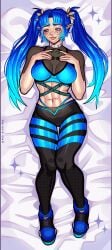 1girls abs blue_eyes blue_hair dakimakura long_nails tagme veronik_owo