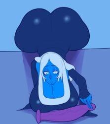 1girls ass big_ass big_breasts big_dildo blue_body blue_diamond_(steven_universe) blue_eyes blue_skin blue_theme breasts dildo dress huge_ass huge_breasts large_breasts laulau laulaut long_hair looking_at_viewer penis pov solo steven_universe white_hair