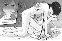 1boy 1girl blush clenched_teeth domination english_text female female_penetrated femsub folded genshin_impact heart leash lumine_(genshin_impact) male male/female male_penetrating maledom moaning motion_lines scaramouche_(genshin_impact) sex straight thrusting wanderer_(genshin_impact)