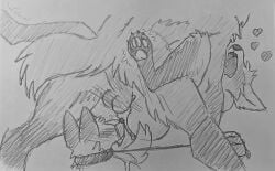 collar cuckold fox leash licking paws pencil_(artwork) sketch surry threesome