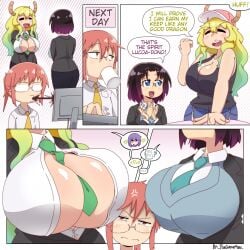 3girls big_breasts boobs breasts elma_(dragon_maid) kobayashi lucoa lucoa_(maidragon) miss_kobayashi's_dragon_maid