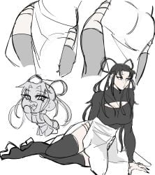 1girl ass big_ass big_breasts black_hair girl girl_only kagurabachi thick_ass thick_thighs uran_(kagurabachi)