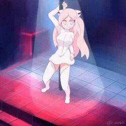 1girls 2d ami_(gwain_saga) animated c_starlett dancing female female_only geoexe gwain_saga loop no_sound pale-skinned_female pink_eyes pink_hair pole pole_dancing short_playtime solo_female starlett_animations tagme video