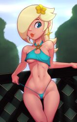 bikini bikini_pull female mario_(series) princess_rosalina solo super_mario_galaxy throat_(artist) underboob