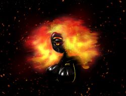 1girls black_hole breasts cleavage cyclops female female_focus firey_hair large_breasts nasa ohthesunnyside red_hair solo solo_female space yellow_hair