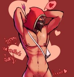 australian ferretsoda half-dressed male male_focus male_only mask nude pinup posing sniper sniper_(team_fortress_2) solo_male team_fortress_2 tf2 valentine's_day