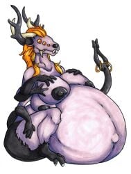 4_breasts 6_arms 6_eyes anthro antlers azagnia_(triprat) big_breasts breasts demon female fenris49 hair horn huge_breasts hyper hyper_pregnancy mammal multi_arm multi_breast multi_eye multi_limb murid murine pregnant rat rodent solo