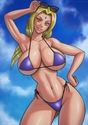 1girls alternate_version_available bare_arms bare_legs bare_shoulders belly big_breasts bikini bikini_bottom bikini_top blonde_hair blue_panties blue_swimsuit blue_thong boruto:_naruto_next_generations brown_eyes busty cleavage clothing derushy female female_focus female_only forehead_jewel forehead_mark g-string inner_sideboob large_breasts light-skinned_female light_skin looking_at_viewer mature mature_female micro_bikini milf naruto naruto_(classic) naruto_(series) naruto_shippuden panties ponytail pose posing shounen_jump sideboob skimpy skimpy_bikini solo solo_female solo_focus standing sunglasses sunglasses_on_head swimsuit thick_thighs thighs thong thunder_thighs tied_hair tsunade underboob voluptuous wide_hips