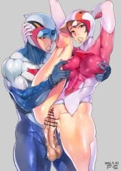 big_breasts big_penis couple cum cum_in_pussy erect_nipples f.s. gatchaman huge_cock jun_the_swan ken_the_eagle leg_lift nipple_pinch nipple_tweak sex vaginal_penetration