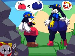 aged_up alternate_version_at_source anthro ass big_butt bottomwear bottomwear_pull butt_grab clothing clothing_pull digital_media domestic_cat feline group hand_on_butt hi_res joka klonoa klonoa_(series) lampert male male/male mammal pixel_(artwork) shorts shorts_pull thick_thighs trio video_games