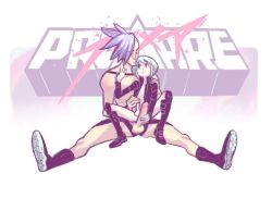 2boys femboy frottage galo_thymos harness kissing_head lio_fotia naked_footwear naked_jacket promare sitting_on_lap size_difference tagme tagme_(artist) yaoi